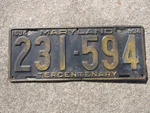 1934 Maryland Tercentenary License Plate Md Ford Chevrolet Dodge 231594. Fixed Price $80.00.