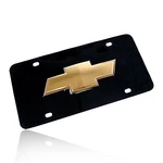 Chevrolet Gold Logo On Black Metal License Plate. Fixed Price $84.99.