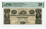 1854 Bank Of East Tennessee $20 Jonesboro Tn Pmg VF20 (L6825). Fixed Price $330.00.